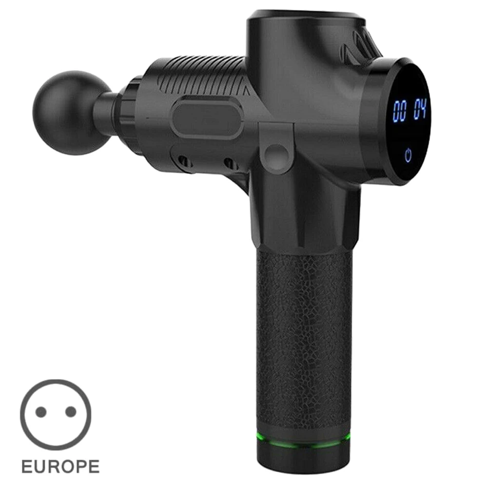 EU Plug Недавно ударные массажные пушки инструмент 4 головки 30 Вибратор на несколько скоростей массажер для тела S66 - Цвет: EU Plug
