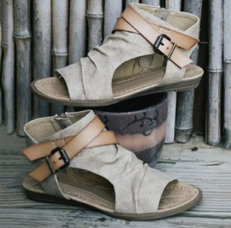 

2021 Summer Ladies Gladiator Bukle Sandals The Roman style Women Flat Demin Sandal Shoes Beach shoes Big Size 36-42
