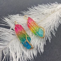 1pcs natural crystal pendant irregular colorful delicate copper wire winding raw crystal jewelry necklace accessories bracelet