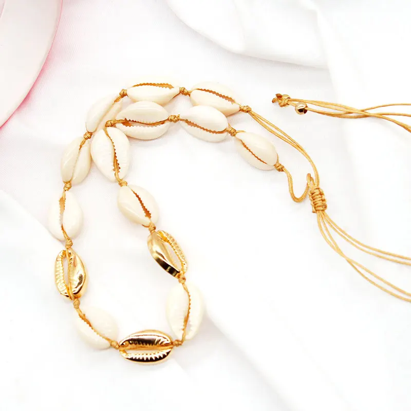 Ожерелье с цепочкой из натуральной ракушки Подвески женское золотое ручное