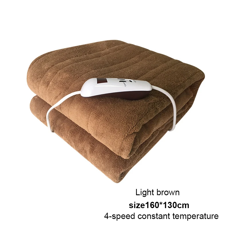 160x130 Light brown Электрическое одеяло с термостатом одеяло матрас с подогревом 220 В теплый нагревательный коврик пледы под кровать матрас теплое ковровое покрытие - Цвет: 160x130 Light brown