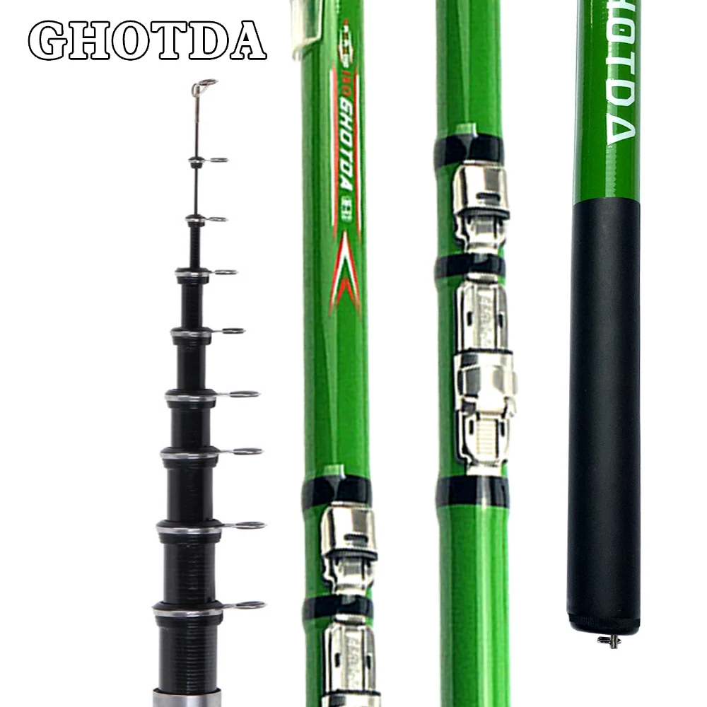 

GHOTDA Full Carbon Fiber Rock Fishing Rod Telescopic feeder pole Spinning Carp Rod 2.7M 3.6M 4.5M 5.4M 6.3M