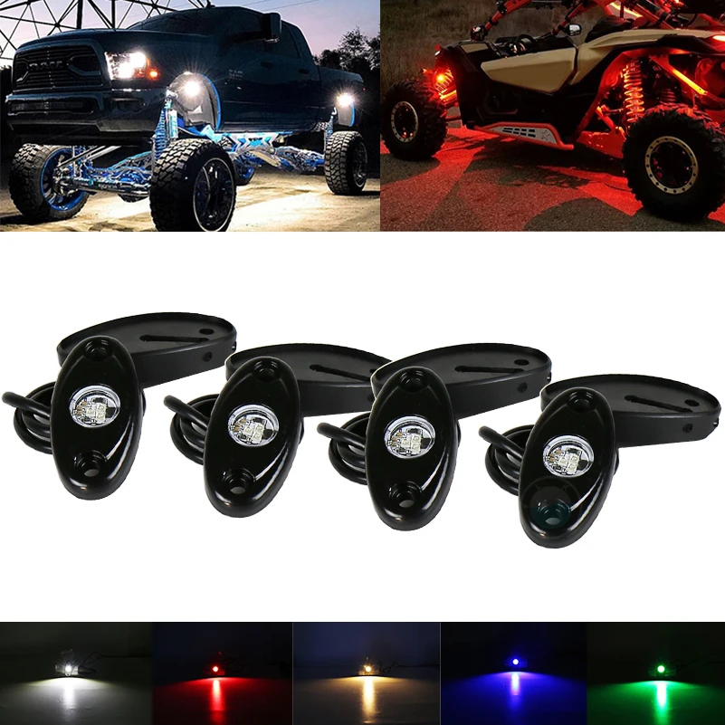 

4pcs 9W LED Rolling Rock LightOffroad Pickup SUV ATV Truck Rock Lamp for Jeep Wrangler Off-Road Under Wheel Light Bar Boat.