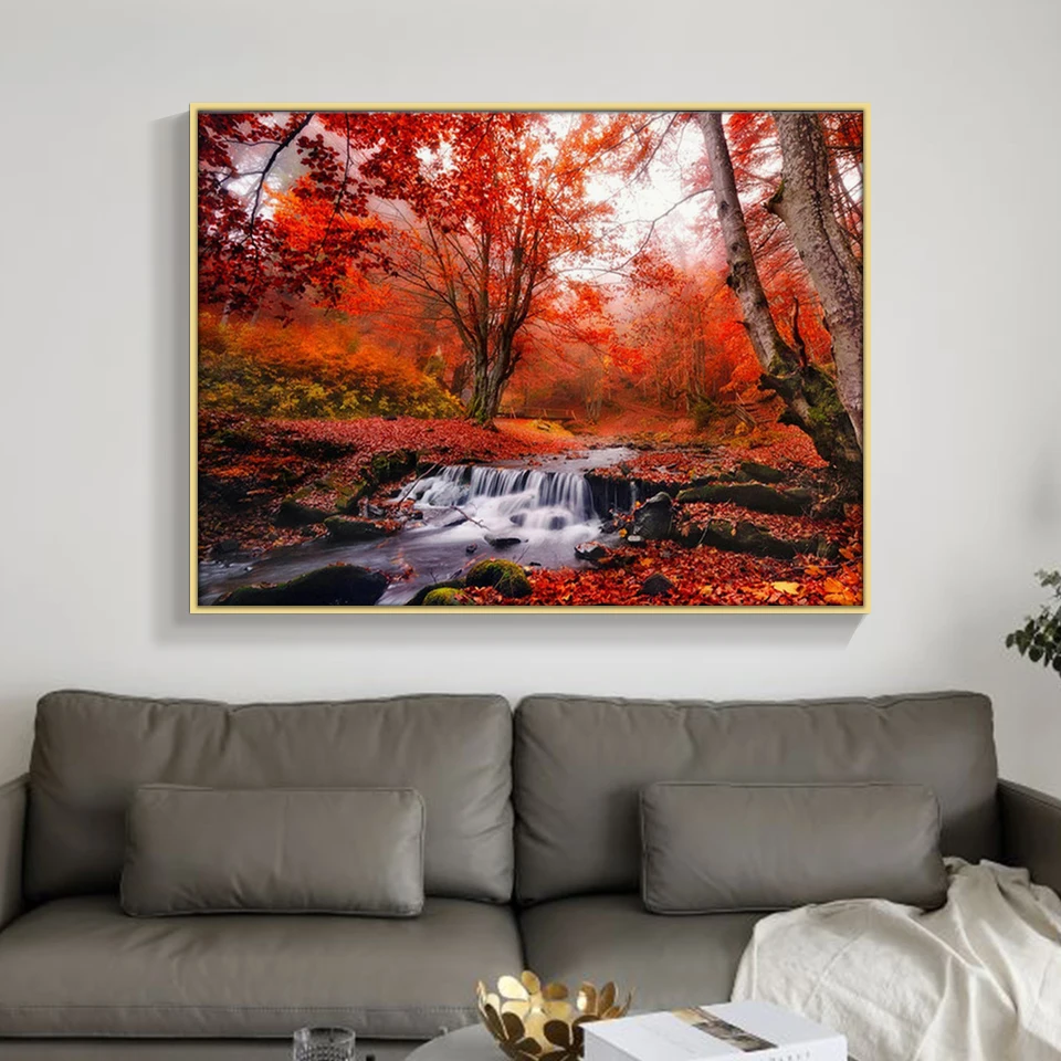 Полная дрель круглая Алмазная картина оранжевый пейзаж 3D Вышивка крестом Daimond