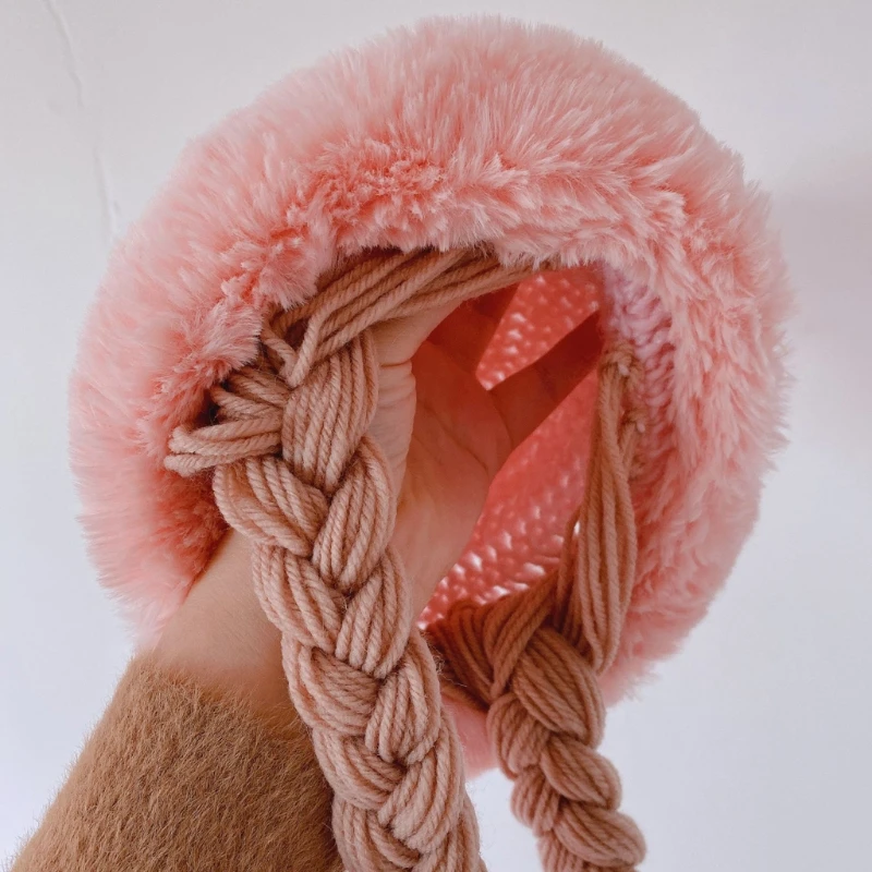 

Baby Girls Cute Wig Big Braid Hat Kids Winter Soft Warm Princess Cap Birthday Gift