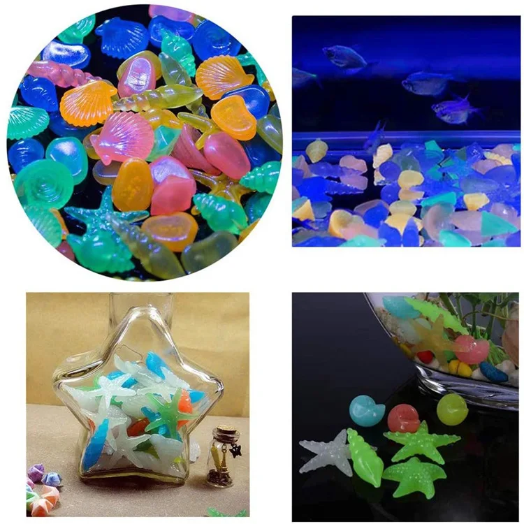 

Luminous stones Marine shells Starfish and conch shape luminous stones background for Aquarium fish tank decorations accessories