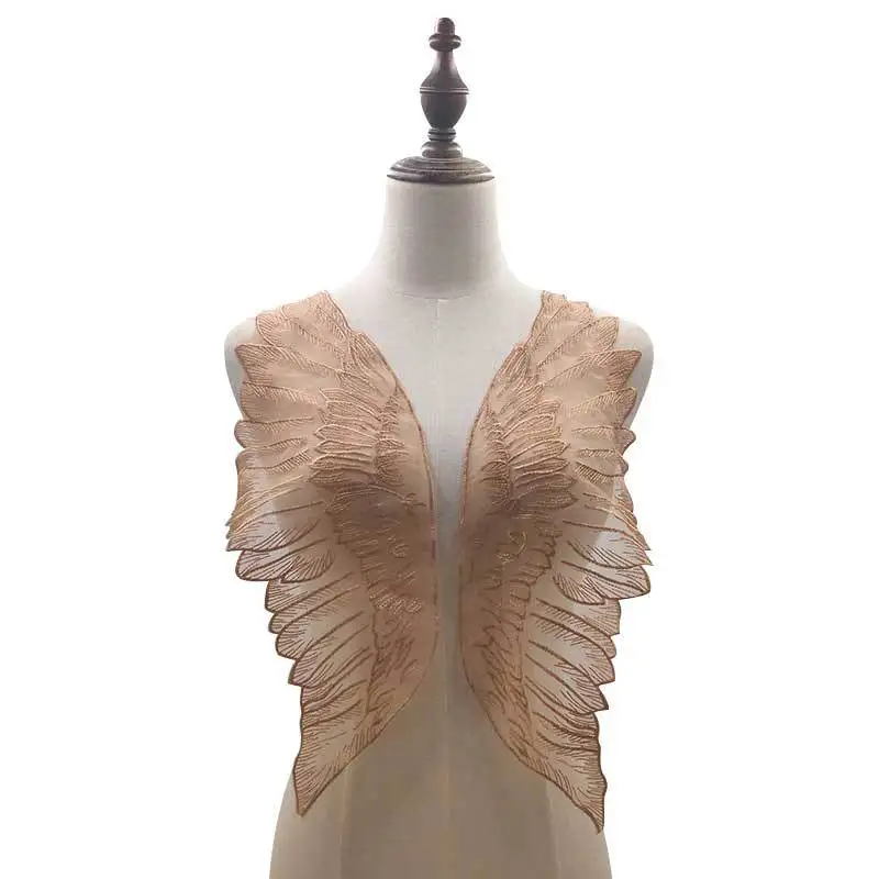 1 пара большая сетчатая вышивка крылья ангела органза крыльев аппликация сделай