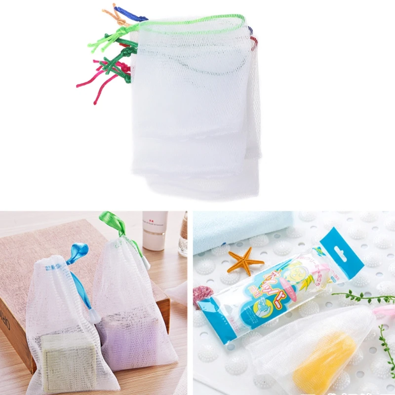 

10Pcs Soap Foaming Dual-Layer Mesh Drawstring Bag Bubble Foam Net Body Cleaning