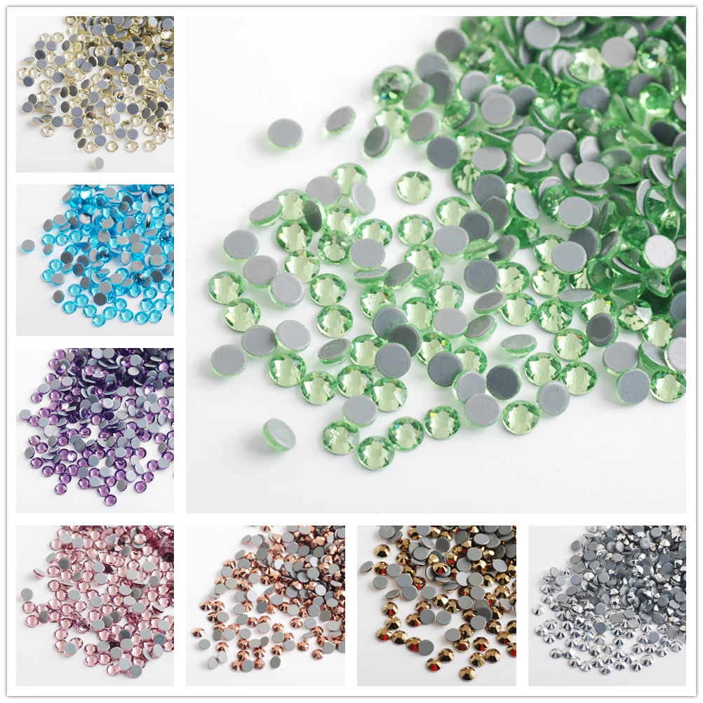 

2,0 мм форма круга горного хрусталя разноцветные стеклянные стразы для горячей фиксации Стразы для женщин 1440