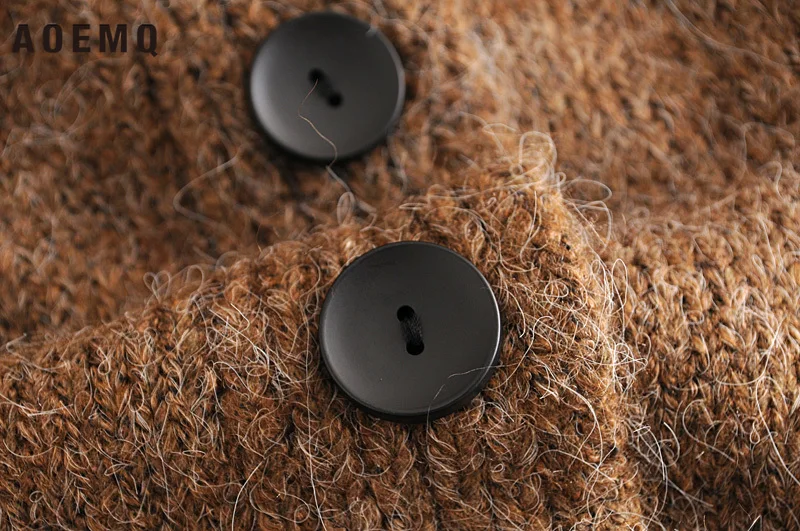 AOEMQ свитера теплые толстые 3 однотонных цветов кардиган с круглым вырезом зимний