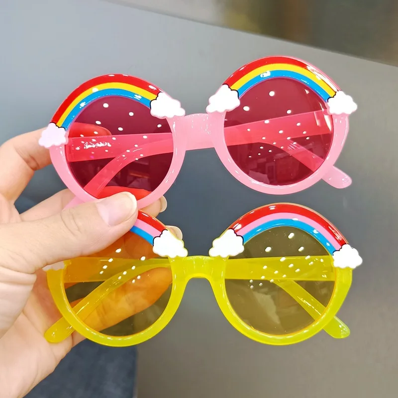 

Elbru Fashion Children Rainbow Sunglasses Baby Cartoon Cute Jelly Color Sunshades Ultraviolet-proof Sun Glasses For Boys Girls