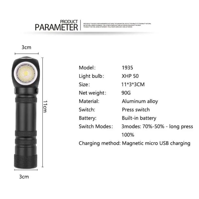 

Camping Lighting Built-in Battery Magnetic Charging Can Be Used As Headlights Can Be Used As Car Lights Portable Flashlight