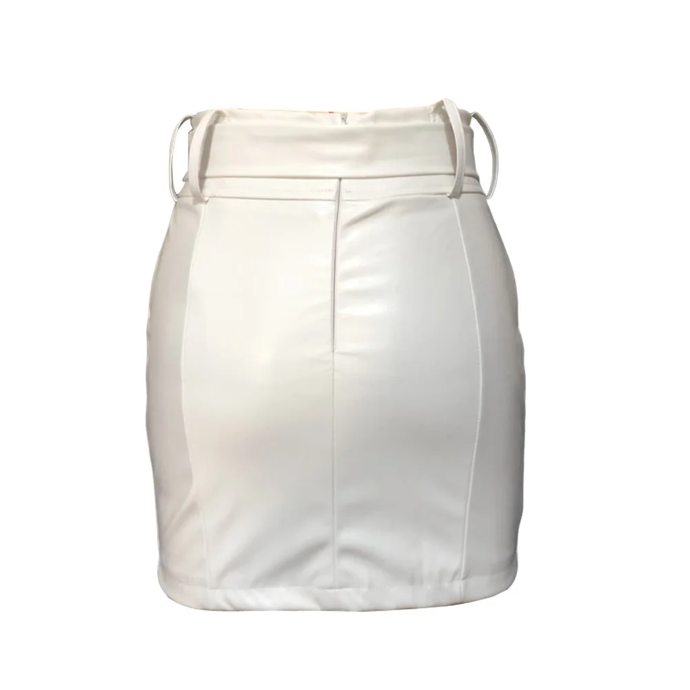 

Fashion Women Mini Skirt Slim Skirt High Waist PU Leather Pencil Bodycon Skirt