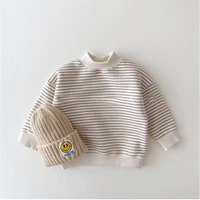 baby striped sweatshirt plus velvet warm infant boy long sleeve tops casual children sweatshirt cotton girls tee kids clothes