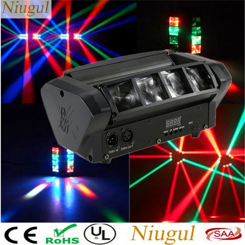 Professional 8X10W Mini LED Spider Light RGBW DMX512 Sound Control Beam Effect LED Moving Head Stage Lighting/DJ Disco Projector