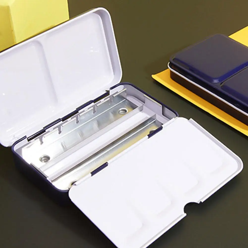 

Watercolor Gouache Acrylic Paints Tins Box Empty Acrylic Paint Storage Tray Palette Painting Tray Box with Half Pans Paint Box
