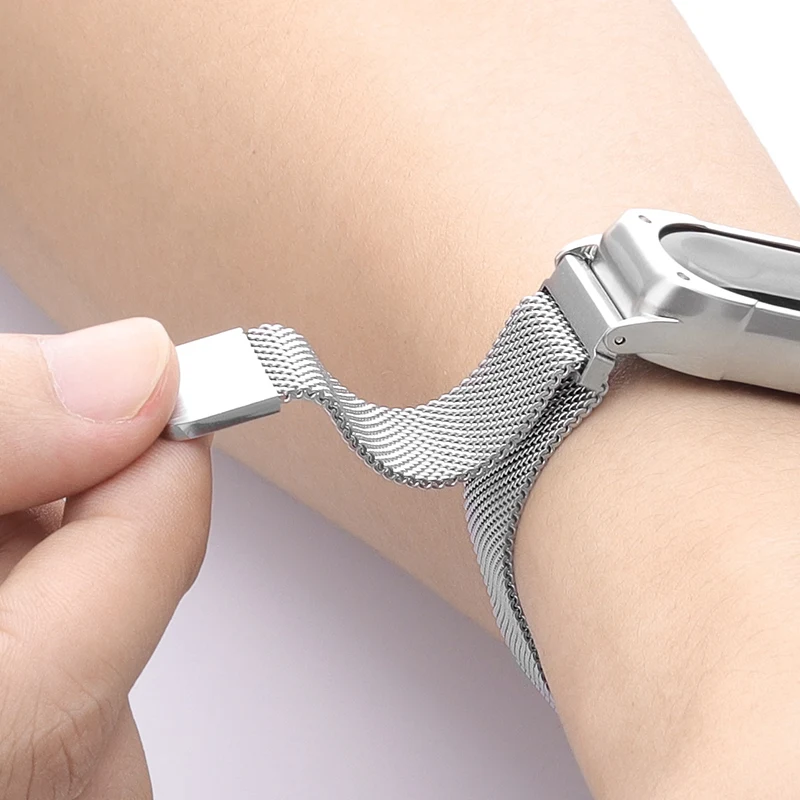 Миланский петлевый ремешок Ми Бэнд 4/3 Метал Бэнд Для Xiaomi Mi Band 4 Браслет Mi Band3 / mi band 3 Аксессуары Магнитная пряжка Quick release