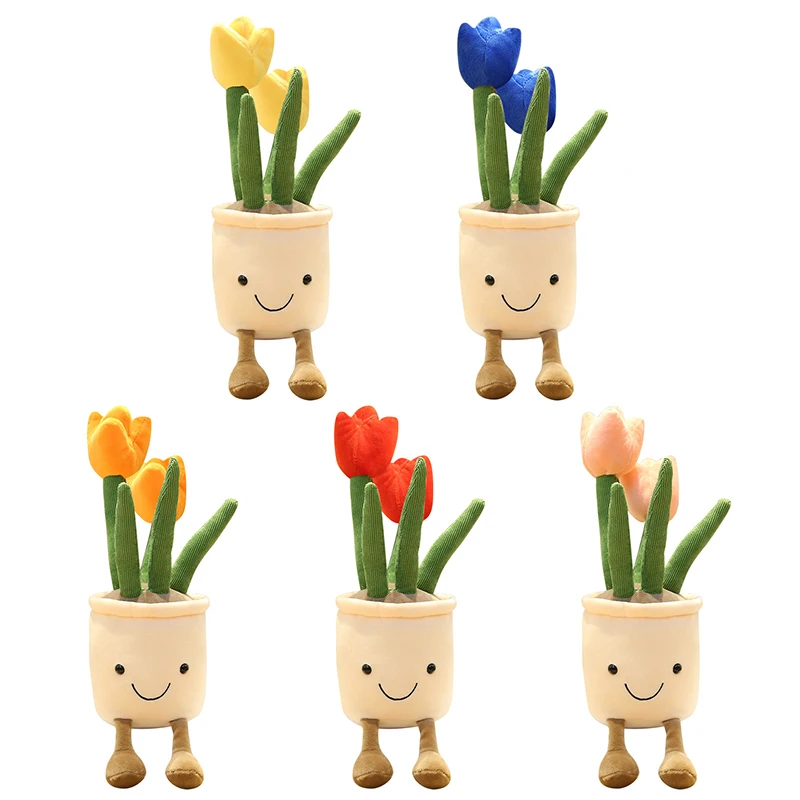 

5 Colors New Flower Plush Toy Doll Simulation Soft Plant Tulip Doll Indoor Decoration Bedroom Study Decoration For Kids Adults