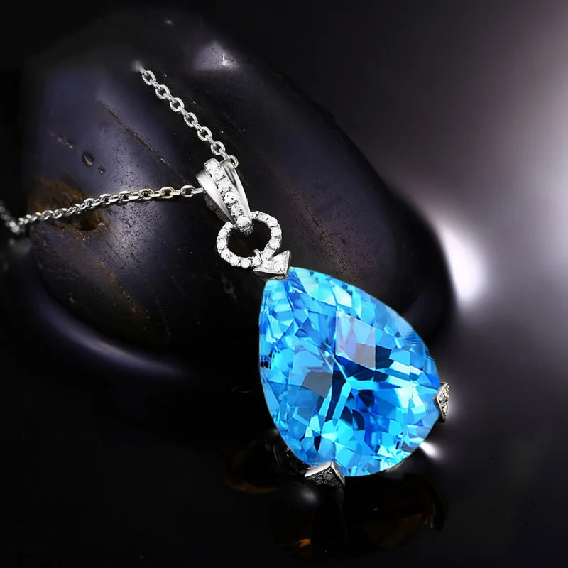 SLFD Натуральный топаз 18K кулон из чистого золота настоящий AU 750 ТВЕРДОЕ ЗОЛОТО