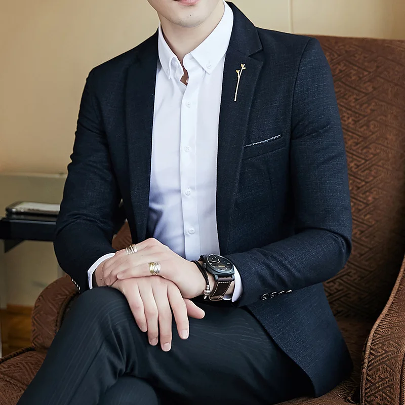 

Large Size Men Suit Jacket Long Sleeve, Slim Design Blazer Male Wedding Party Coat Blue Black Red Outerwear 5XL