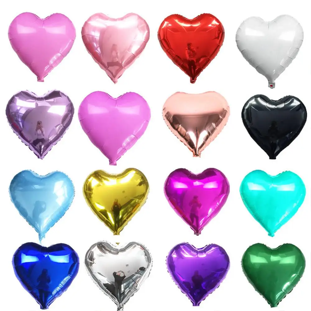 

Aluminum Foil Helium Balloon Heart-shaped 18-inch Monochromatic For Parties Events Decoration