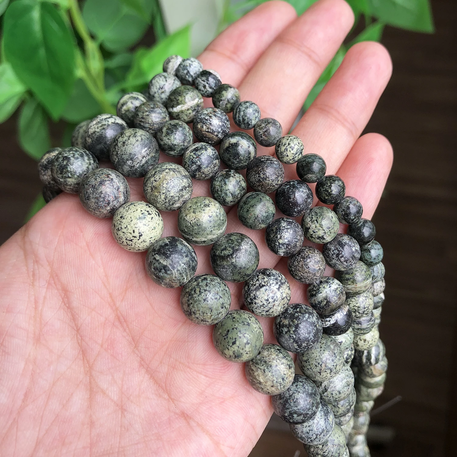

Natural Stone Green Zebra Beads Smooth Round Loose Spacer Beads For Jewelry Making Necklace DIY Bracelet Charms 15" 4 6 8 10mm