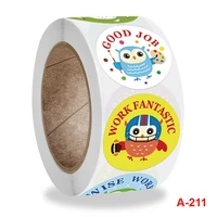 500 pieces roll of kids reward stickers for kids well done excelent sticker classroom teacher cute face decoration uu gift