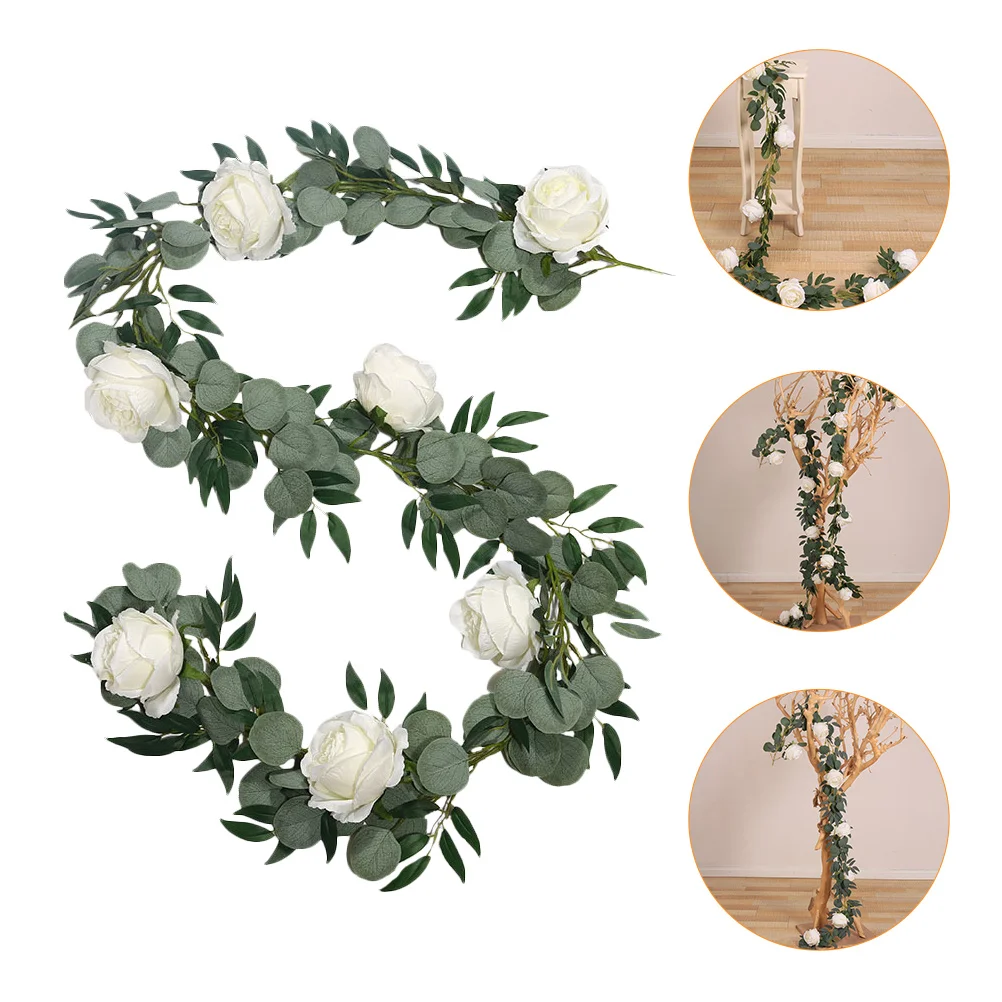 

1pc Artificial Rose Flower Rattan Green Leaf Vine Home Decoration Hanging Decor