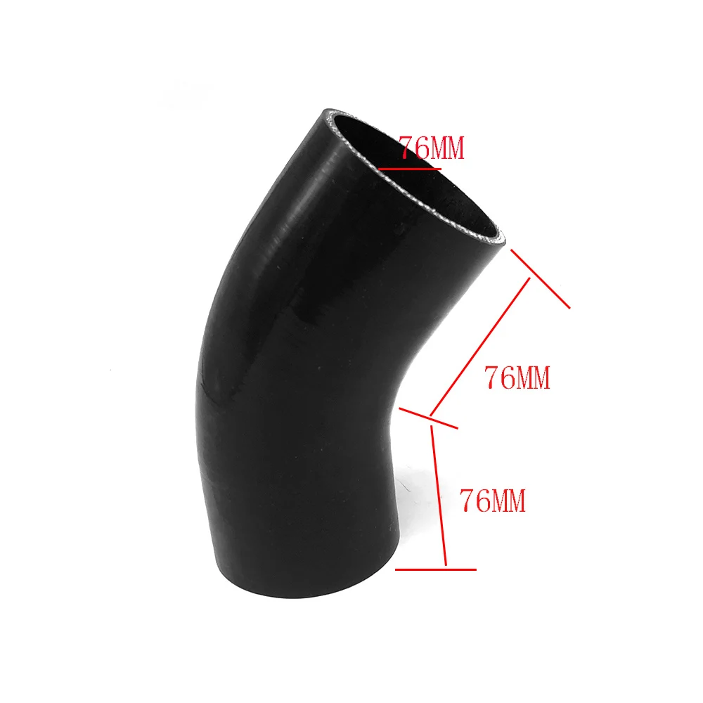 3 &quot76 мм шланг силиконовый редуктор муфта Тубо трубопровод 45 градусов черный |