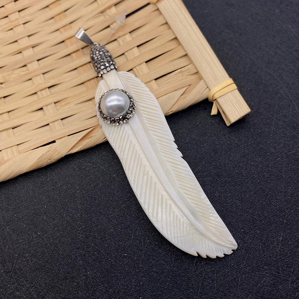 1 шт. кулон в виде белого пера с имитацией жемчуга | Украшения и аксессуары