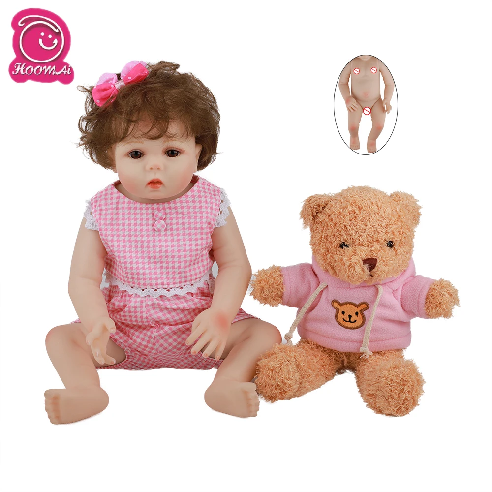 

Realistic Newborn Baby Curly Hair 18 '' Full Silicone Body Lifelike Bebe Reborn Dolls For Children Birthday Gift Toy