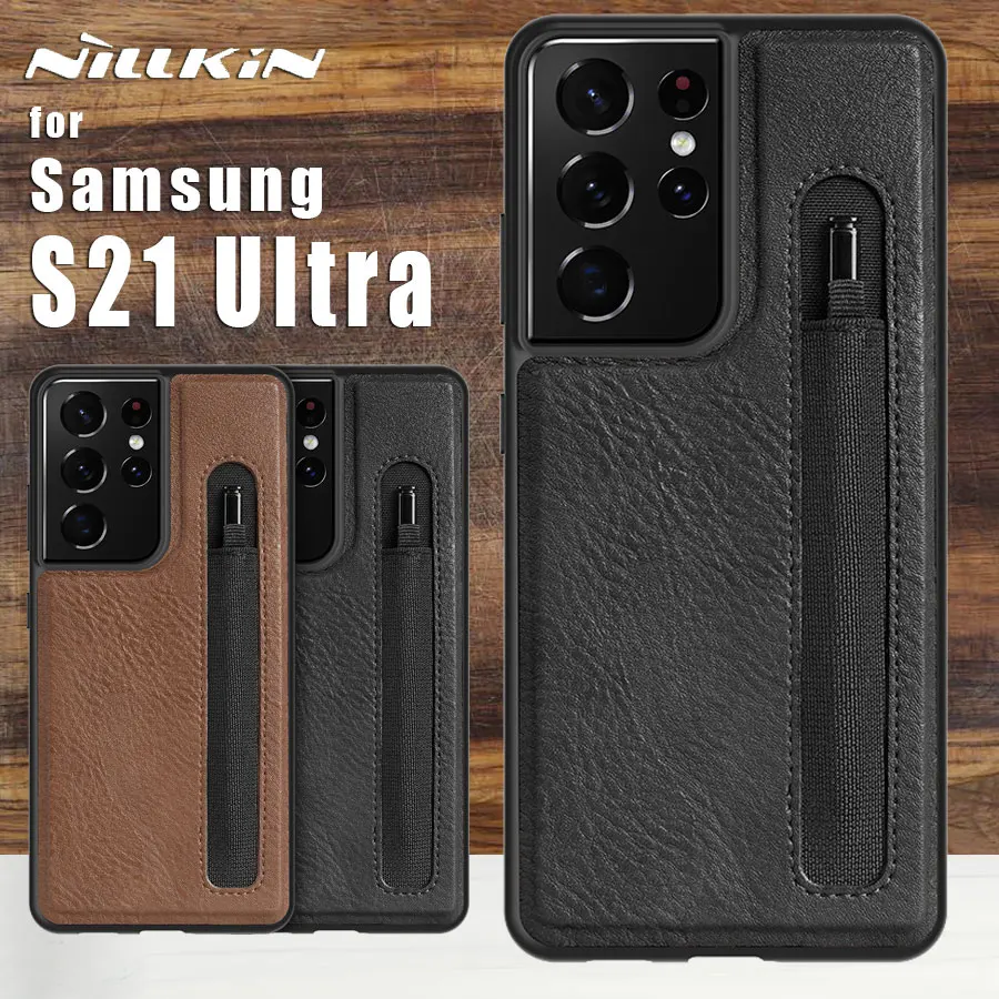 

Для Samsung Galaxy S21 ультра 5G чехол Nillkin Aoge кожаный мягкий силиконовый сенсорная задняя крышка корпуса Nilkin чехол для телефона для S21 Ультра