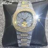 missfox white gold watch men luxurious fashion quartz watches man timer calendar stainless steel waterproof luxury male clocks
