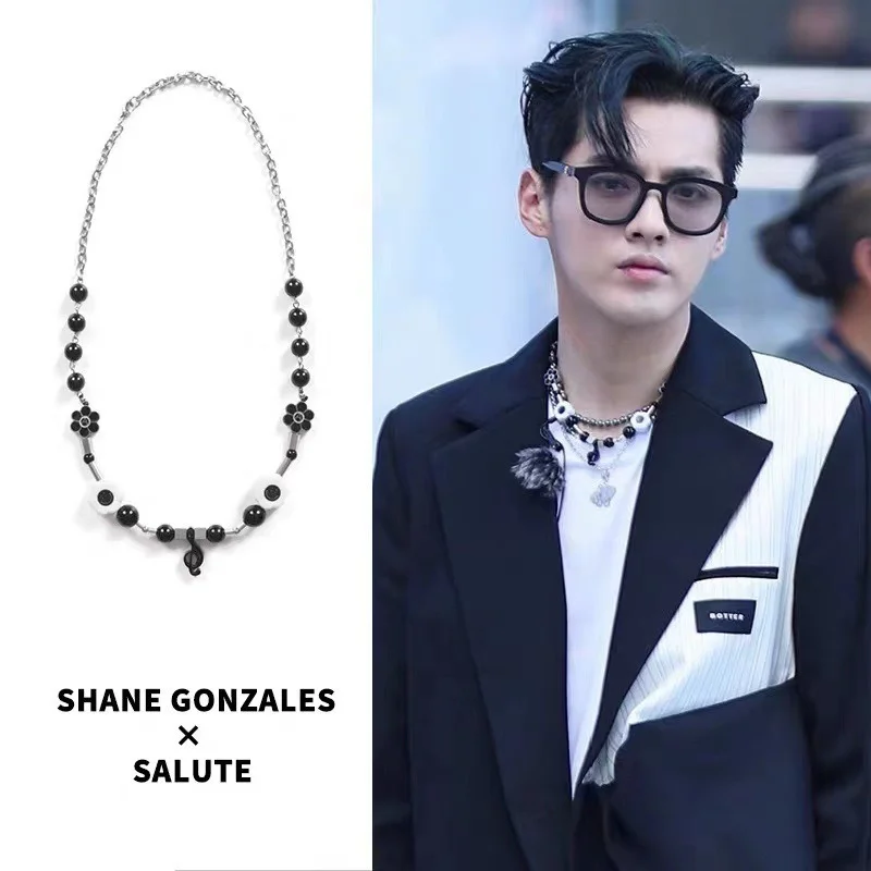 

CAREJEW Fashion Brand Hip Hop Necklace Ap Note Pendant Smiley Face Chain Star Same Style Fashionista Accessories Dunk