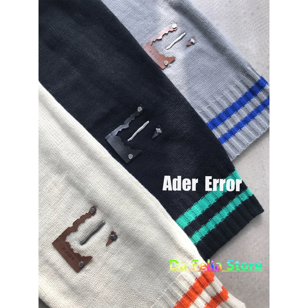 

ADER ERROR Torn Label Sleeve Muffler Scarf Men Women Kniting Adererror Shawl Tonal Leather Logo Patch Plaque Ader Scarf