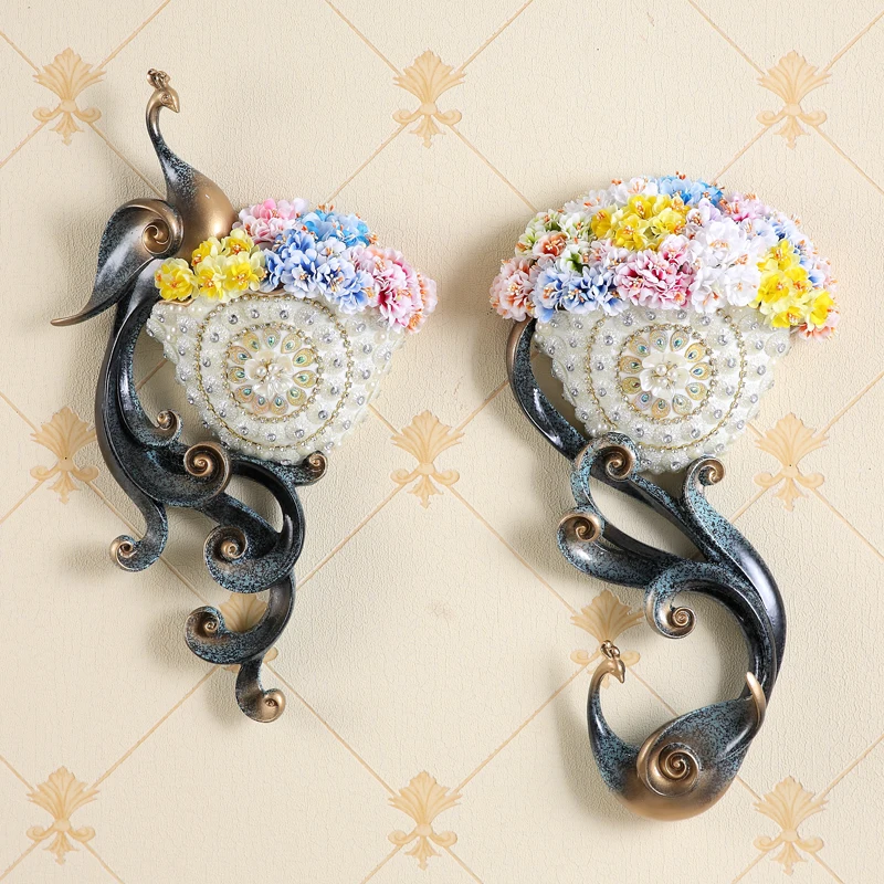 Роскошная висячая на стену ваза Феникс из смолы + Искусственные цветы