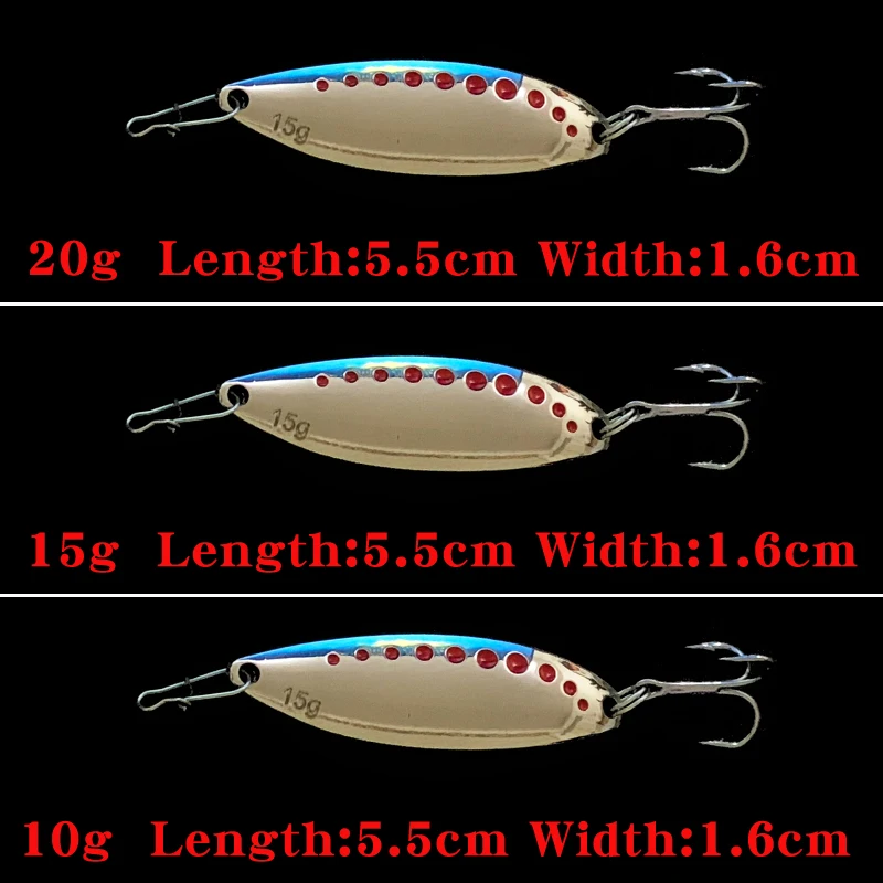 1pcs Metal 10g/15g/20g Fishing Lures Wobbler Spinner Bait Spoon Artificial Bass Hard Sequin Paillette Metal Steel Hook Lures