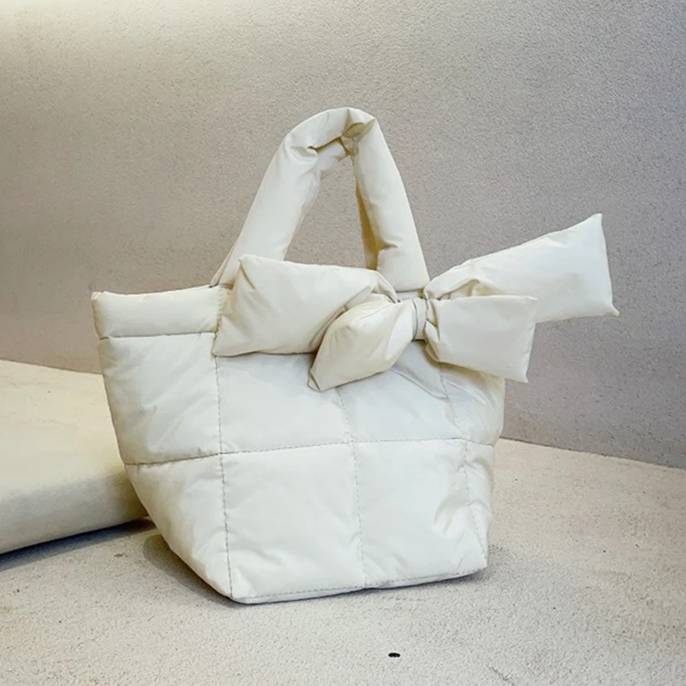 

Женская сумка с бантом и подкладкой, дизайнерская женская зимняя маленькая сумка-Кроссбоди, стеганая сумка-тоут, женский клатч, кошелек