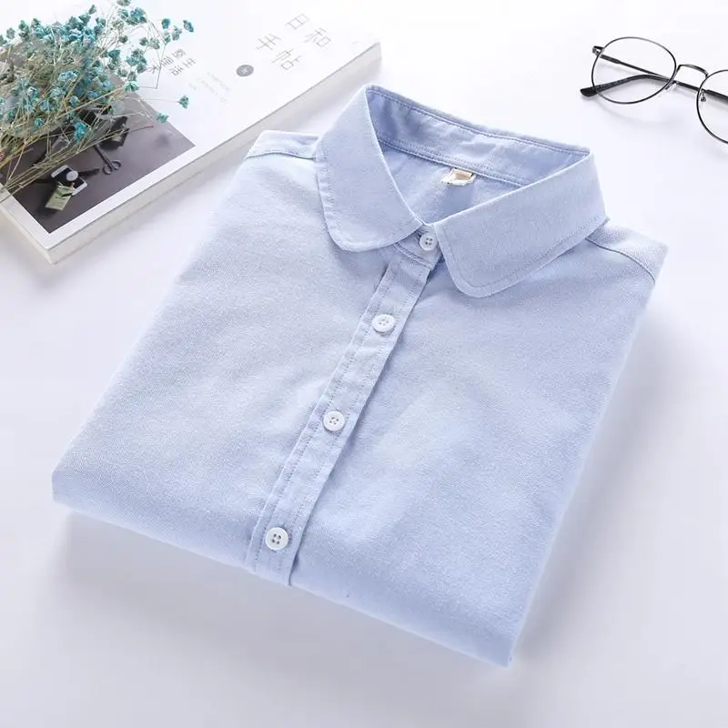 

Women Blouse New Casual BRAND Long Sleeve Oxford White Blue Pink Shirt Female Office Wear Shirts High Quality Blusas Ladies Tops