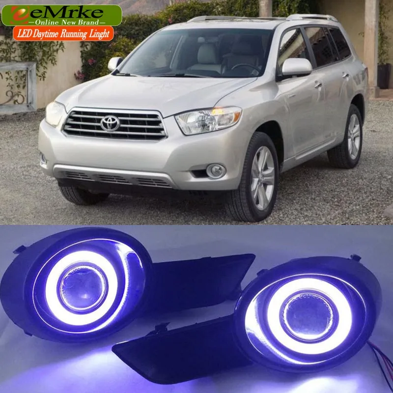 EeMrke Ангельские глазки DRL для Toyota Highlander Kluger XU40 2008 2009 2010 Противотуманные фары H11 55 Вт