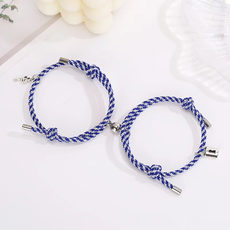 Магнитные Парные браслеты с замком для ключей влюбленных регулируемые дружбы