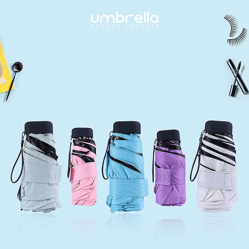 Модный 5 складных зонтов мини Карманный Зонтик для женщин солнечный и дождливый