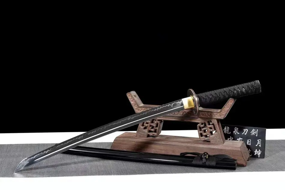 

Handmade Strong Battle Japanese Sword Samurai Katana Sharp Clay Tempered Steel Blade Wakizashi Full Tang