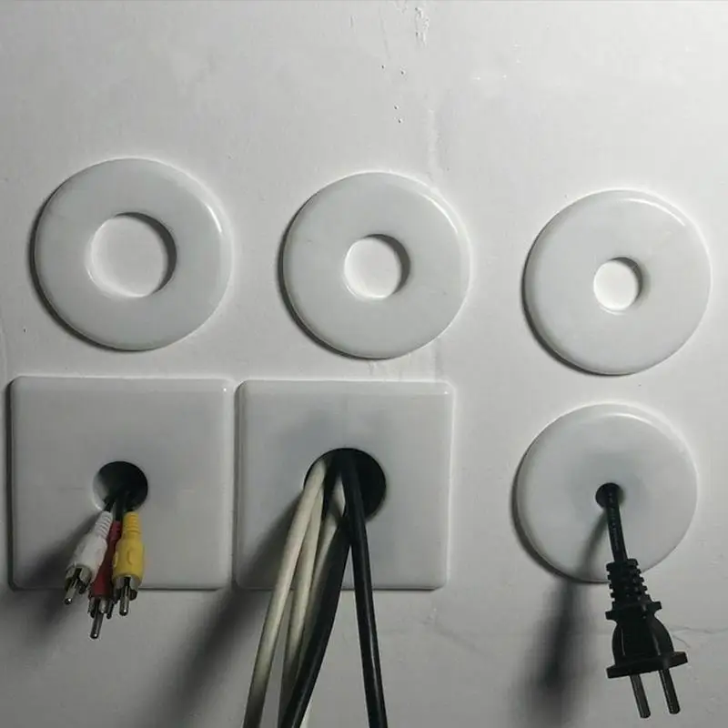 Self-Adhesive Wall Hole Cover Stickers for Air Conditioning Pipe Eyelet, Round/Square White Gold Silver image 6