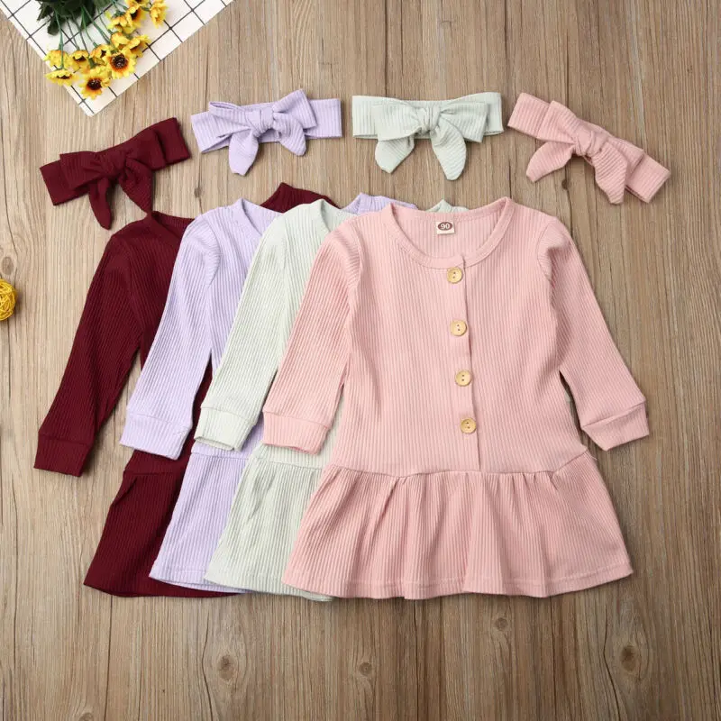 Платье для девочек 2019 милый новорожденных комплект из 2 предметов осенней одежды