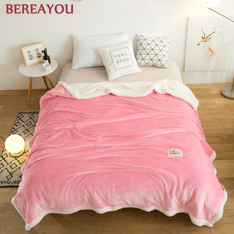 Одеяла из кораллового флиса зимнее плюшевое однотонное утолщенное одеяло