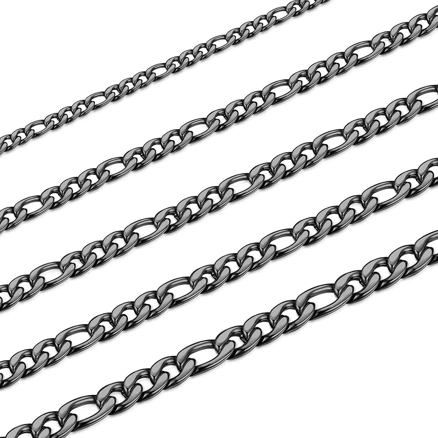 

Stainless Steel Figaro Basic Link Chain Necklace for Men Women Accessories DIY Brack Curb Cuban Vintage Punk Choker Collar Gift