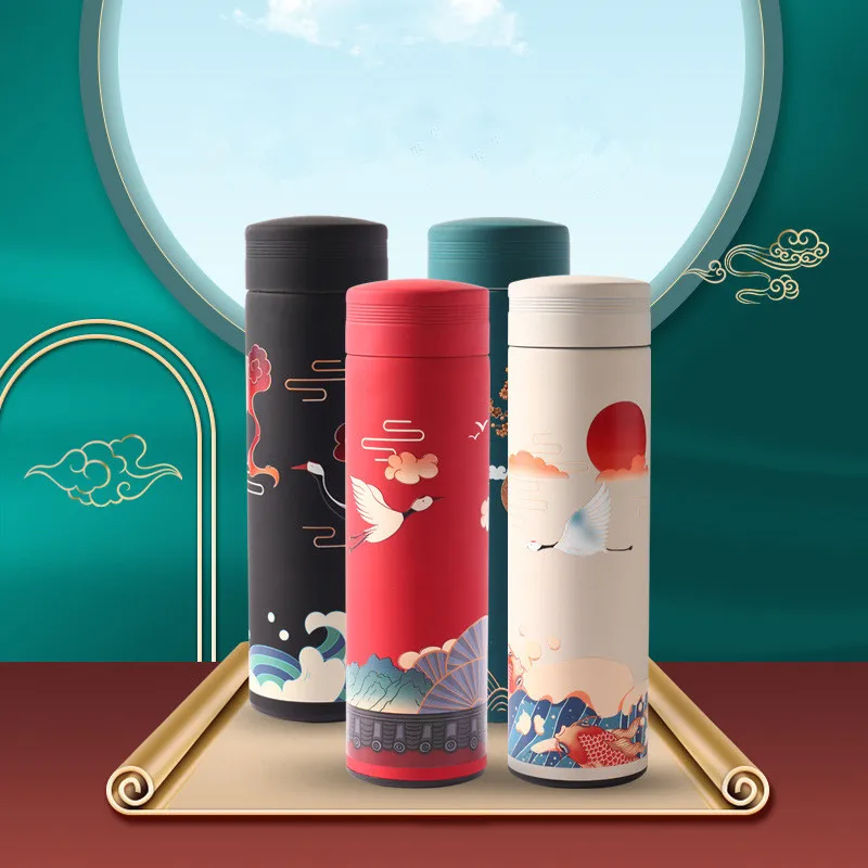 

500ml Insulated Vacuum Flasks Temperature Display Cover Thermos Cup 304 Stainless Steel Thermals Water Bottle Travel Mug