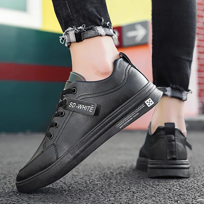 

Мужские кроссовки для скейтборда, кожаные легкие, повседневная обувь на плоской подошве, для прогулок и бега