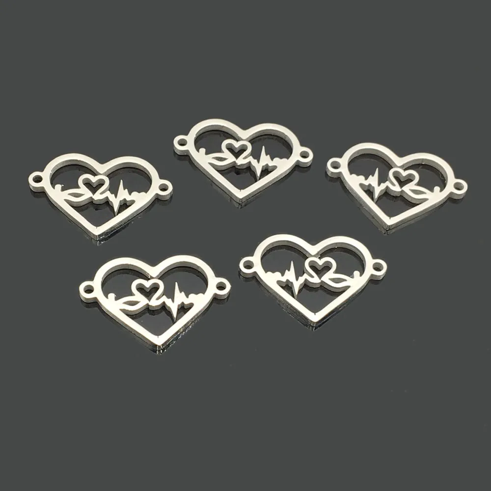 heartbeat 5 шт. Подвеска из нержавеющей стали с ангелом из полированной нержавеющей стали для самостоятельного изготовления браслетов и ожерелий - Окраска металла: heartbeat